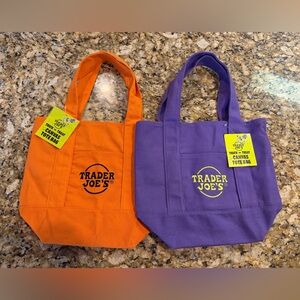Mini Trader Joe's Canvas Tote Bags - Orange & Purple